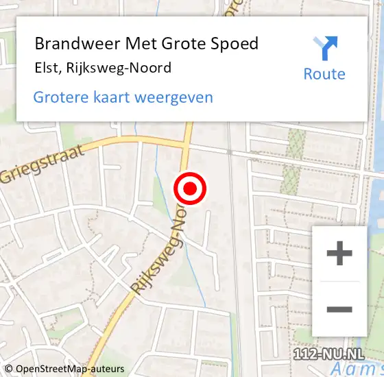 Locatie op kaart van de 112 melding: Brandweer Met Grote Spoed Naar Elst, Rijksweg-Noord op 8 november 2023 04:03
