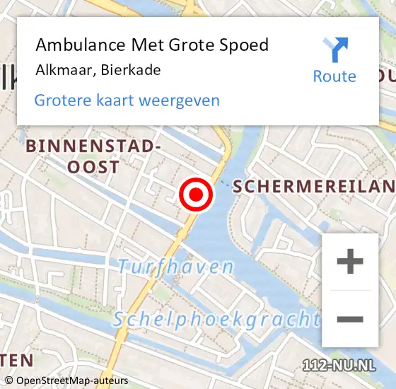 Locatie op kaart van de 112 melding: Ambulance Met Grote Spoed Naar Alkmaar, Bierkade op 8 november 2023 04:47