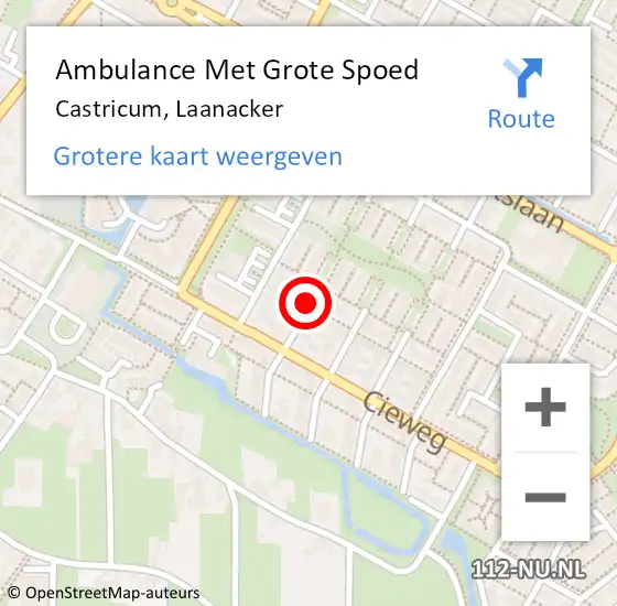 Locatie op kaart van de 112 melding: Ambulance Met Grote Spoed Naar Castricum, Laanacker op 14 september 2014 15:07