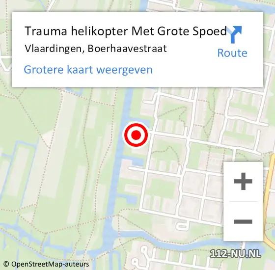 Locatie op kaart van de 112 melding: Trauma helikopter Met Grote Spoed Naar Vlaardingen, Boerhaavestraat op 8 november 2023 06:27