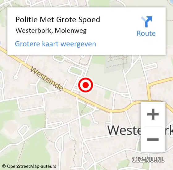 Locatie op kaart van de 112 melding: Politie Met Grote Spoed Naar Tiendeveen, Molenweg op 8 november 2023 06:54