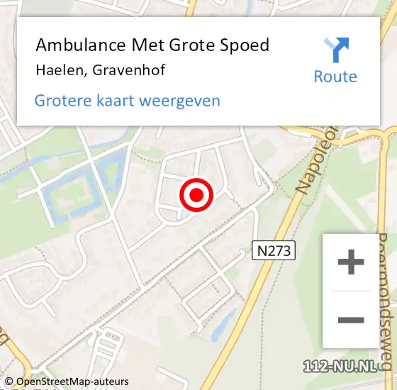Locatie op kaart van de 112 melding: Ambulance Met Grote Spoed Naar Haelen, Gravenhof op 8 november 2023 06:54