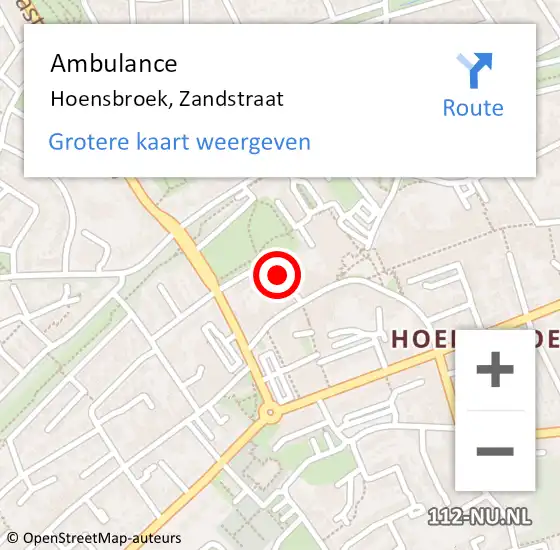 Locatie op kaart van de 112 melding: Ambulance Hoensbroek, Zandstraat op 14 september 2014 15:09