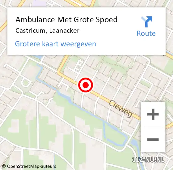 Locatie op kaart van de 112 melding: Ambulance Met Grote Spoed Naar Castricum, Laanacker op 14 september 2014 15:09