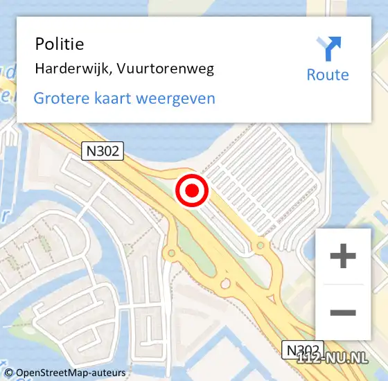 Locatie op kaart van de 112 melding: Politie Harderwijk, Vuurtorenweg op 8 november 2023 08:15