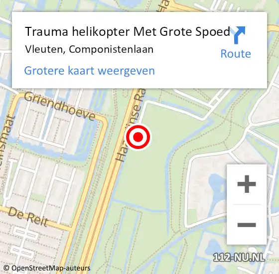 Locatie op kaart van de 112 melding: Trauma helikopter Met Grote Spoed Naar Vleuten, Componistenlaan op 8 november 2023 08:29
