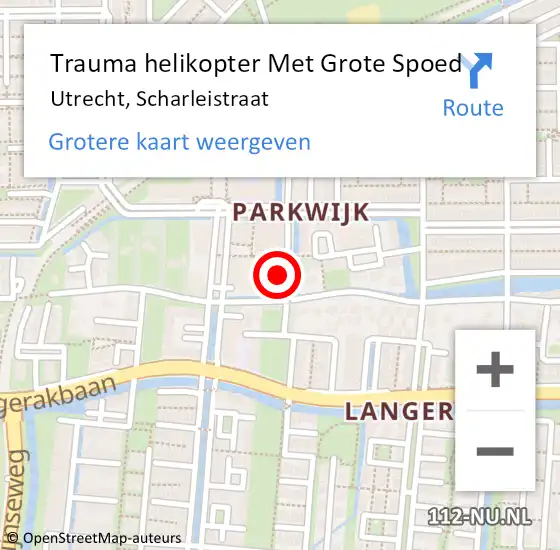 Locatie op kaart van de 112 melding: Trauma helikopter Met Grote Spoed Naar Utrecht, Scharleistraat op 8 november 2023 08:42