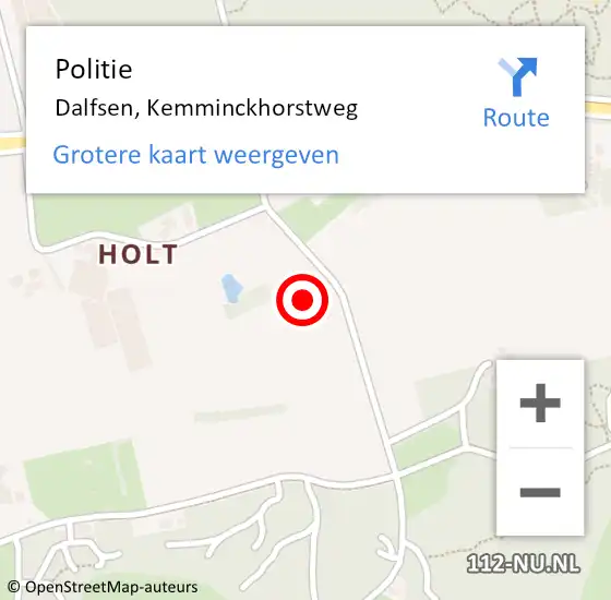 Locatie op kaart van de 112 melding: Politie Dalfsen, Kemminckhorstweg op 8 november 2023 08:47
