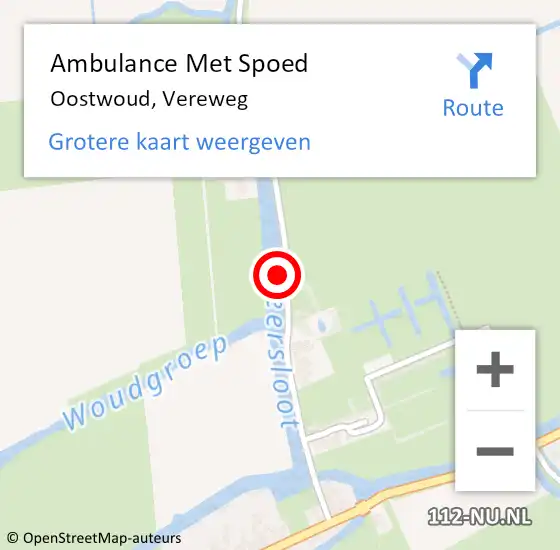 Locatie op kaart van de 112 melding: Ambulance Met Spoed Naar Oostwoud, Vereweg op 8 november 2023 09:03