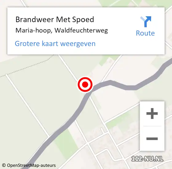 Locatie op kaart van de 112 melding: Brandweer Met Spoed Naar Maria-hoop, Waldfeuchterweg op 8 november 2023 09:07