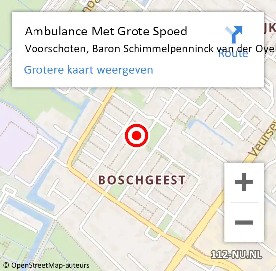 Locatie op kaart van de 112 melding: Ambulance Met Grote Spoed Naar Voorschoten, Baron Schimmelpenninck van der Oyelaan op 8 november 2023 09:13