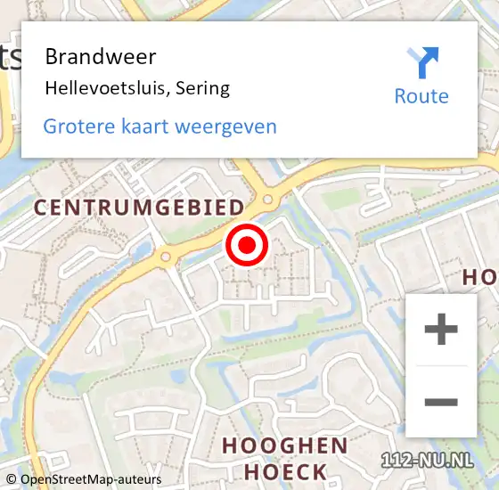 Locatie op kaart van de 112 melding: Brandweer Hellevoetsluis, Sering op 8 november 2023 09:14