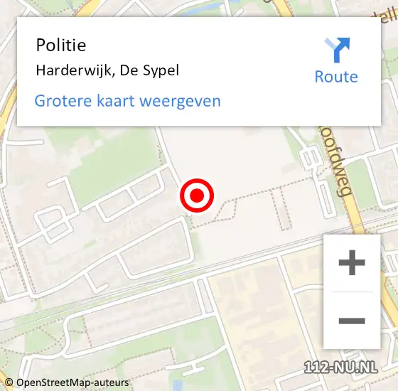 Locatie op kaart van de 112 melding: Politie Harderwijk, De Sypel op 8 november 2023 09:17