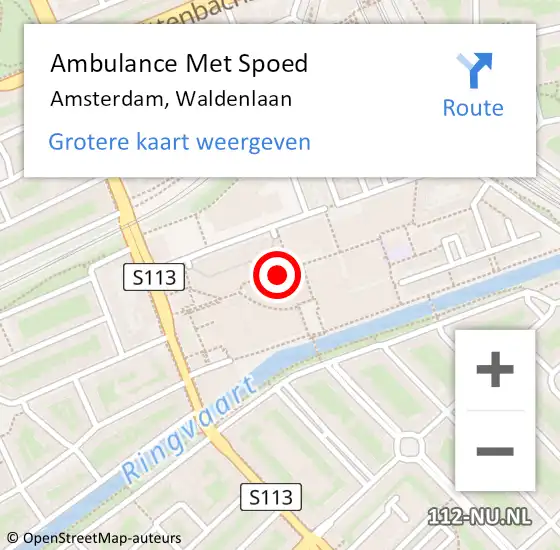 Locatie op kaart van de 112 melding: Ambulance Met Spoed Naar Amsterdam, Waldenlaan op 8 november 2023 09:19