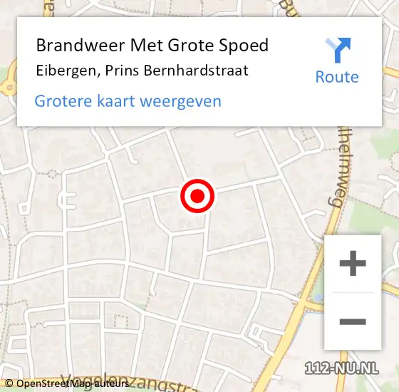 Locatie op kaart van de 112 melding: Brandweer Met Grote Spoed Naar Eibergen, Prins Bernhardstraat op 8 november 2023 09:31