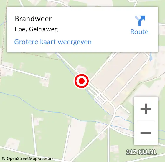 Locatie op kaart van de 112 melding: Brandweer Epe, Gelriaweg op 8 november 2023 09:40