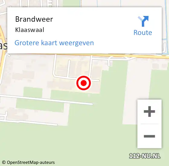 Locatie op kaart van de 112 melding: Brandweer Klaaswaal op 8 november 2023 09:47