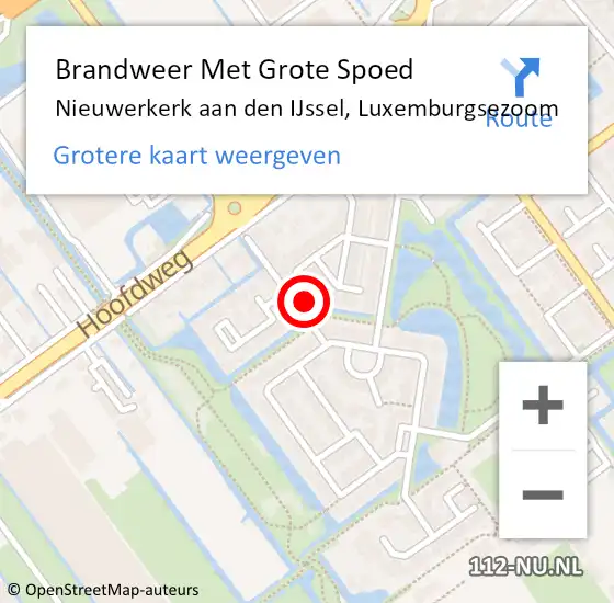 Locatie op kaart van de 112 melding: Brandweer Met Grote Spoed Naar Nieuwerkerk aan den IJssel, Luxemburgsezoom op 8 november 2023 09:51