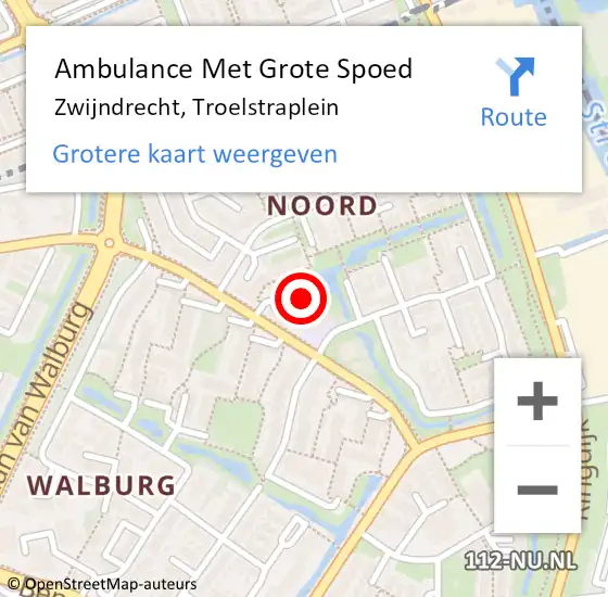 Locatie op kaart van de 112 melding: Ambulance Met Grote Spoed Naar Zwijndrecht, Troelstraplein op 8 november 2023 09:56