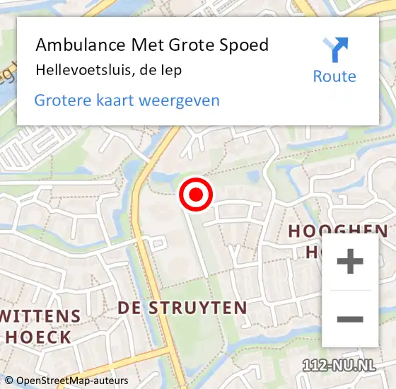 Locatie op kaart van de 112 melding: Ambulance Met Grote Spoed Naar Hellevoetsluis, de Iep op 8 november 2023 10:17