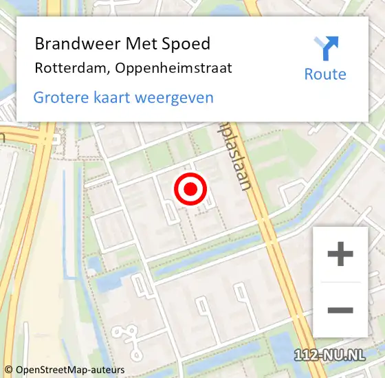 Locatie op kaart van de 112 melding: Brandweer Met Spoed Naar Rotterdam, Oppenheimstraat op 8 november 2023 10:21
