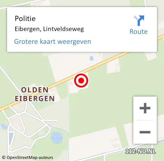 Locatie op kaart van de 112 melding: Politie Eibergen, Lintveldseweg op 8 november 2023 10:30