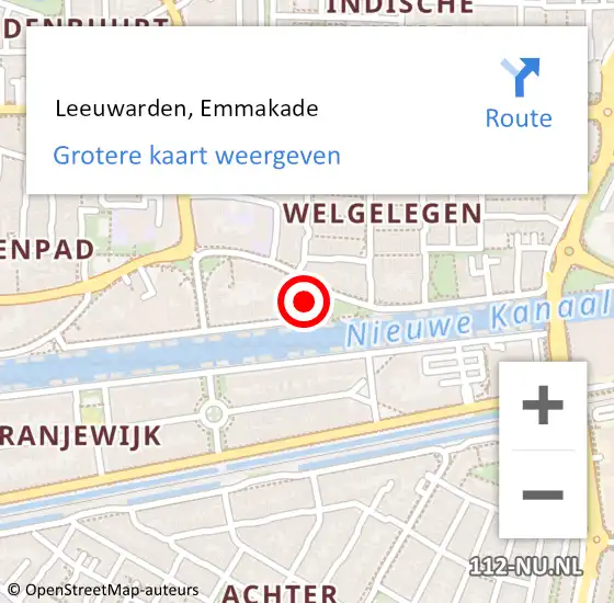 Locatie op kaart van de 112 melding:  Leeuwarden, Emmakade op 8 november 2023 10:46