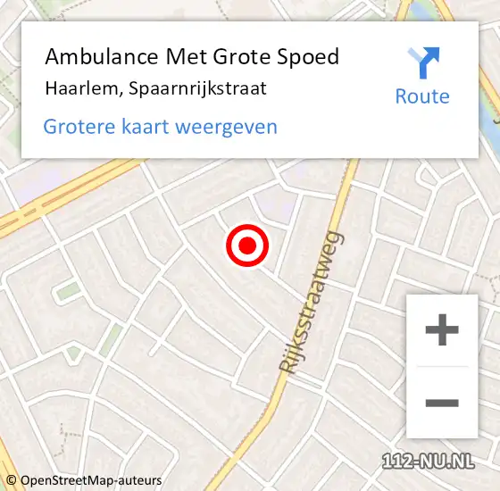 Locatie op kaart van de 112 melding: Ambulance Met Grote Spoed Naar Haarlem, Spaarnrijkstraat op 8 november 2023 10:53