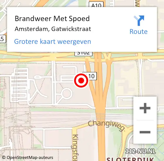 Locatie op kaart van de 112 melding: Brandweer Met Spoed Naar Amsterdam, Gatwickstraat op 8 november 2023 10:56