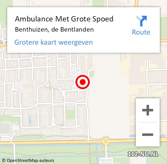 Locatie op kaart van de 112 melding: Ambulance Met Grote Spoed Naar Benthuizen, de Bentlanden op 8 november 2023 11:04