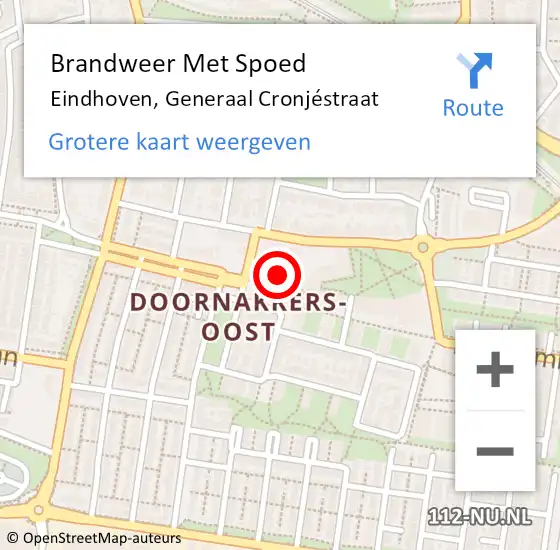 Locatie op kaart van de 112 melding: Brandweer Met Spoed Naar Eindhoven, Generaal Cronjéstraat op 8 november 2023 11:30