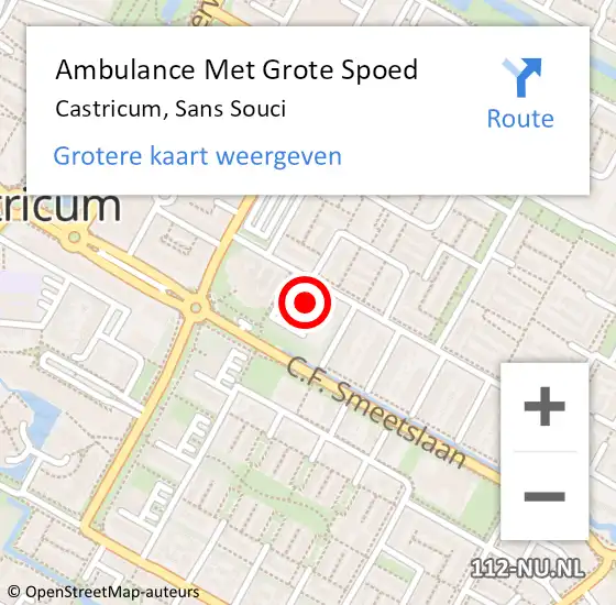 Locatie op kaart van de 112 melding: Ambulance Met Grote Spoed Naar Castricum, Sans Souci op 8 november 2023 11:31