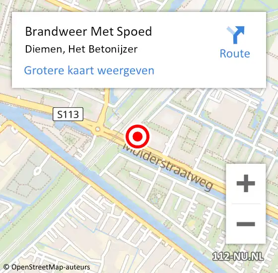 Locatie op kaart van de 112 melding: Brandweer Met Spoed Naar Diemen, Het Betonijzer op 8 november 2023 11:37