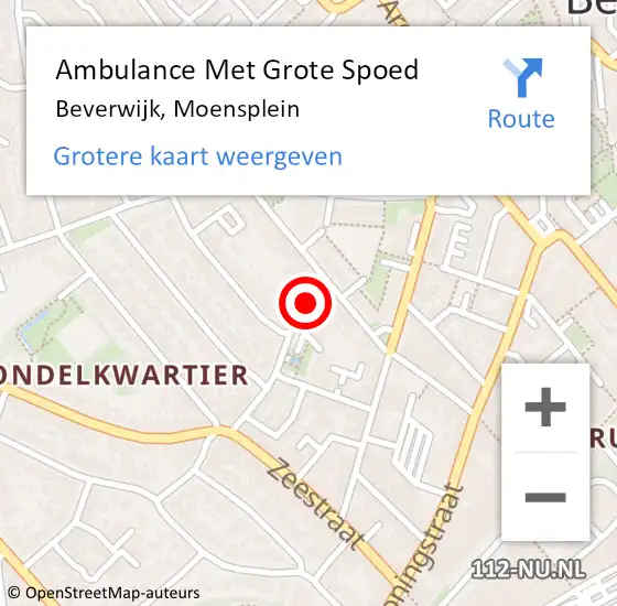 Locatie op kaart van de 112 melding: Ambulance Met Grote Spoed Naar Beverwijk, Moensplein op 8 november 2023 11:49