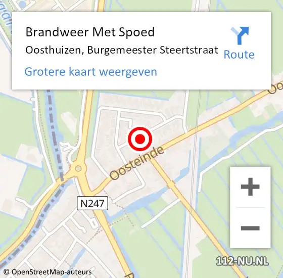 Locatie op kaart van de 112 melding: Brandweer Met Spoed Naar Oosthuizen, Burgemeester Steertstraat op 8 november 2023 12:13