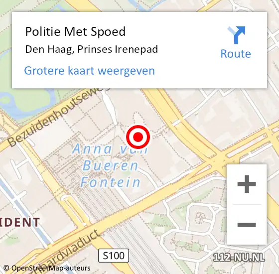 Locatie op kaart van de 112 melding: Politie Met Spoed Naar Den Haag, Prinses Irenepad op 8 november 2023 12:25