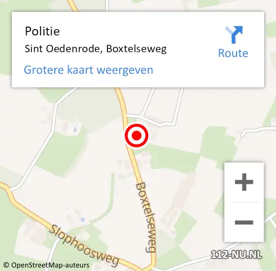 Locatie op kaart van de 112 melding: Politie Sint Oedenrode, Boxtelseweg op 8 november 2023 12:35