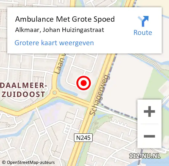 Locatie op kaart van de 112 melding: Ambulance Met Grote Spoed Naar Alkmaar, Johan Huizingastraat op 8 november 2023 12:57