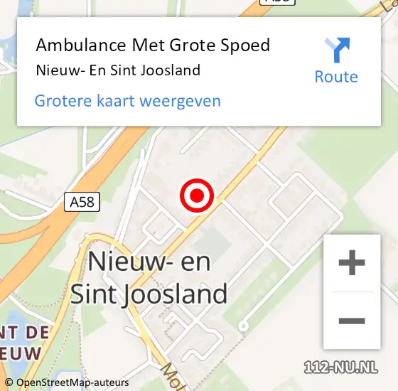 Locatie op kaart van de 112 melding: Ambulance Met Grote Spoed Naar Nieuw en Sint Joosland op 14 september 2014 15:52