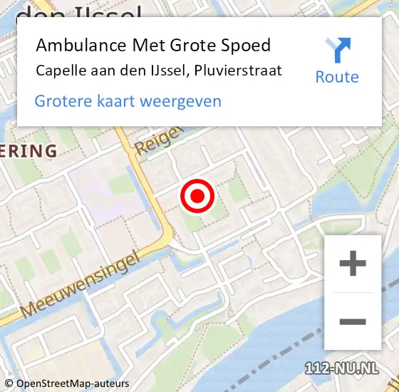 Locatie op kaart van de 112 melding: Ambulance Met Grote Spoed Naar Capelle aan den IJssel, Pluvierstraat op 8 november 2023 13:22