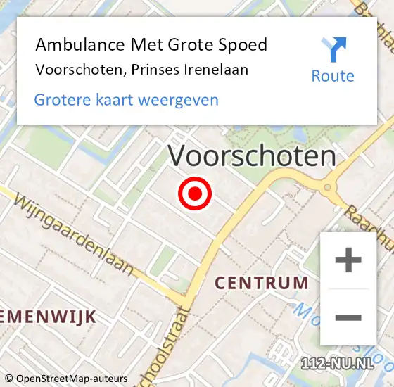 Locatie op kaart van de 112 melding: Ambulance Met Grote Spoed Naar Voorschoten, Prinses Irenelaan op 8 november 2023 13:48