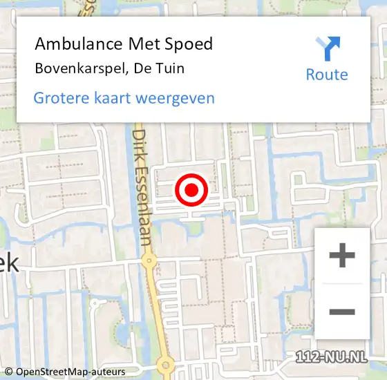 Locatie op kaart van de 112 melding: Ambulance Met Spoed Naar Bovenkarspel, De Tuin op 8 november 2023 13:57