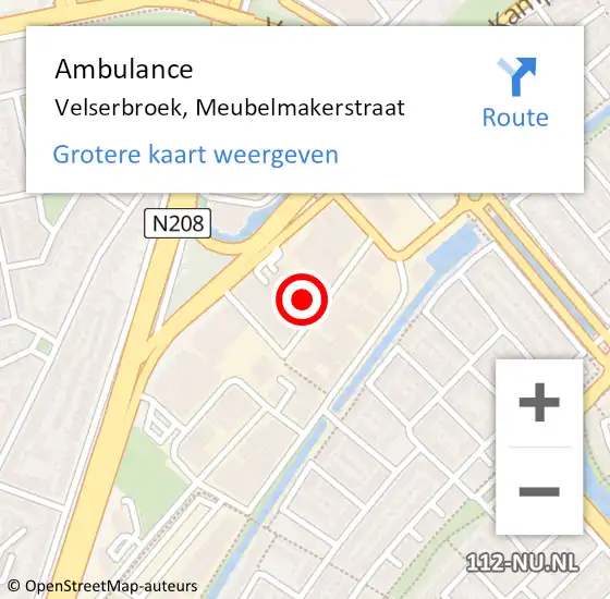 Locatie op kaart van de 112 melding: Ambulance Velserbroek, Meubelmakerstraat op 8 november 2023 14:06