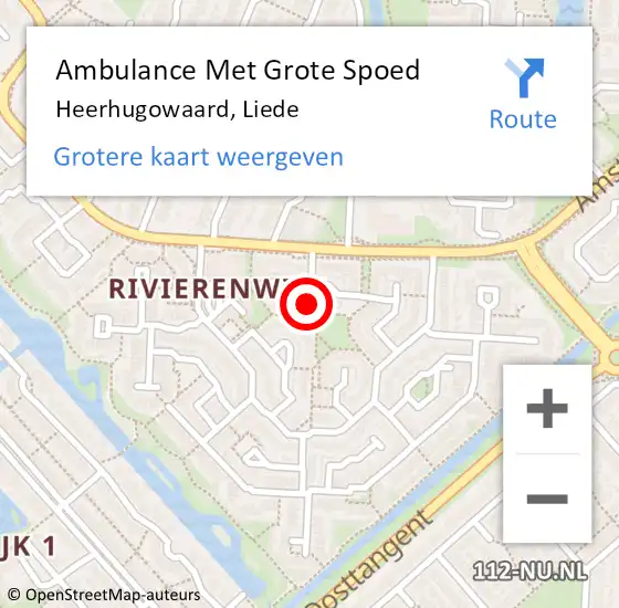 Locatie op kaart van de 112 melding: Ambulance Met Grote Spoed Naar Heerhugowaard, Liede op 8 november 2023 14:12