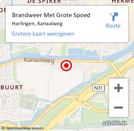 Locatie op kaart van de 112 melding: Brandweer Met Grote Spoed Naar Harlingen, Kanaalweg op 8 november 2023 14:38