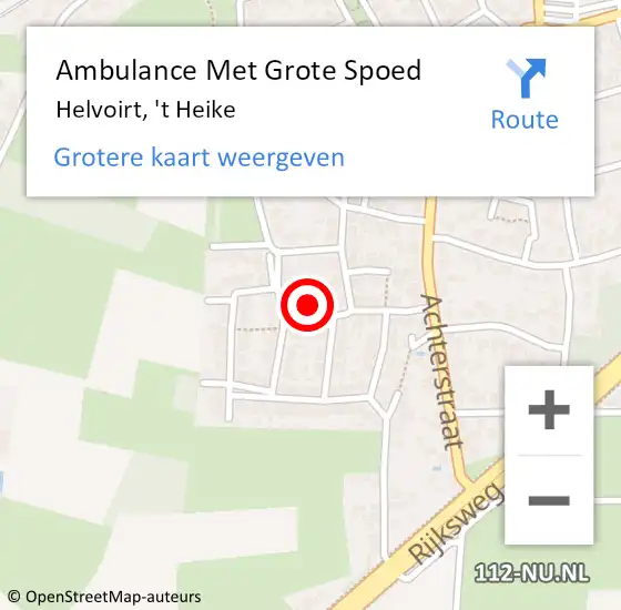 Locatie op kaart van de 112 melding: Ambulance Met Grote Spoed Naar Helvoirt, 't Heike op 14 september 2014 16:05
