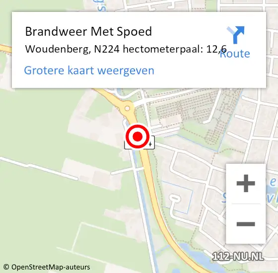 Locatie op kaart van de 112 melding: Brandweer Met Spoed Naar Woudenberg, N224 hectometerpaal: 12,6 op 8 november 2023 15:02
