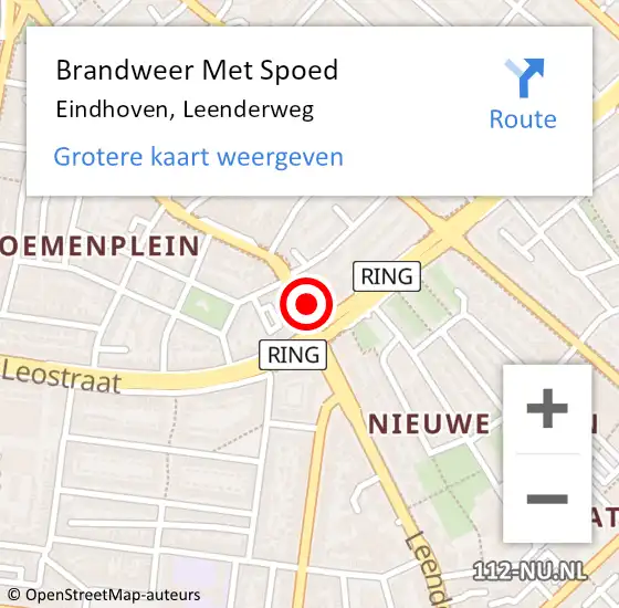 Locatie op kaart van de 112 melding: Brandweer Met Spoed Naar Eindhoven, Leenderweg op 8 november 2023 15:20