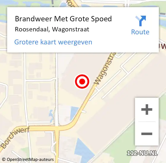 Locatie op kaart van de 112 melding: Brandweer Met Grote Spoed Naar Roosendaal, Wagonstraat op 8 november 2023 15:27