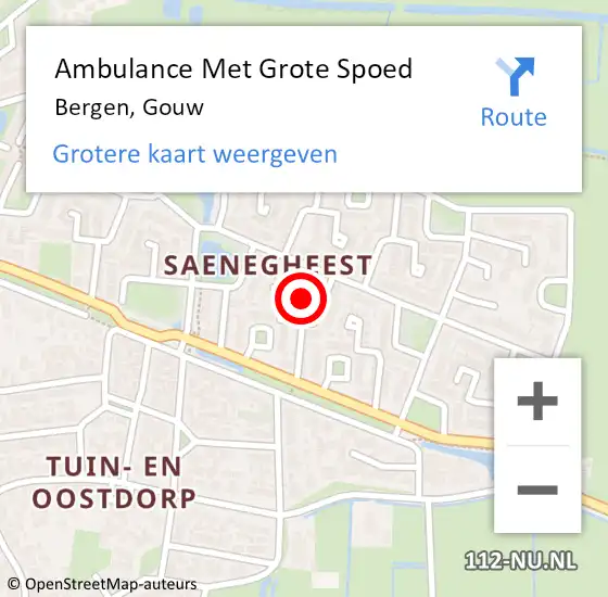 Locatie op kaart van de 112 melding: Ambulance Met Grote Spoed Naar Bergen, Gouw op 8 november 2023 15:56